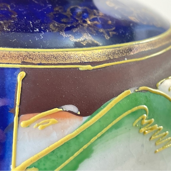 Vintage Japanese Handpainted Moriage Urn Geisha Shogun Asian Decor - Picture 11 of 15